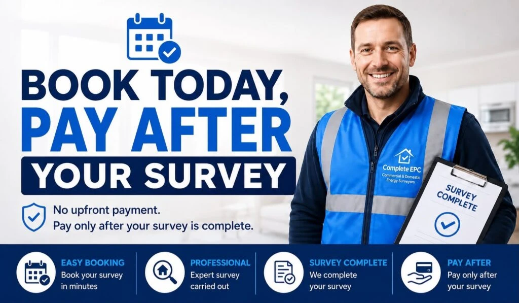 Promotional image for survey booking services.