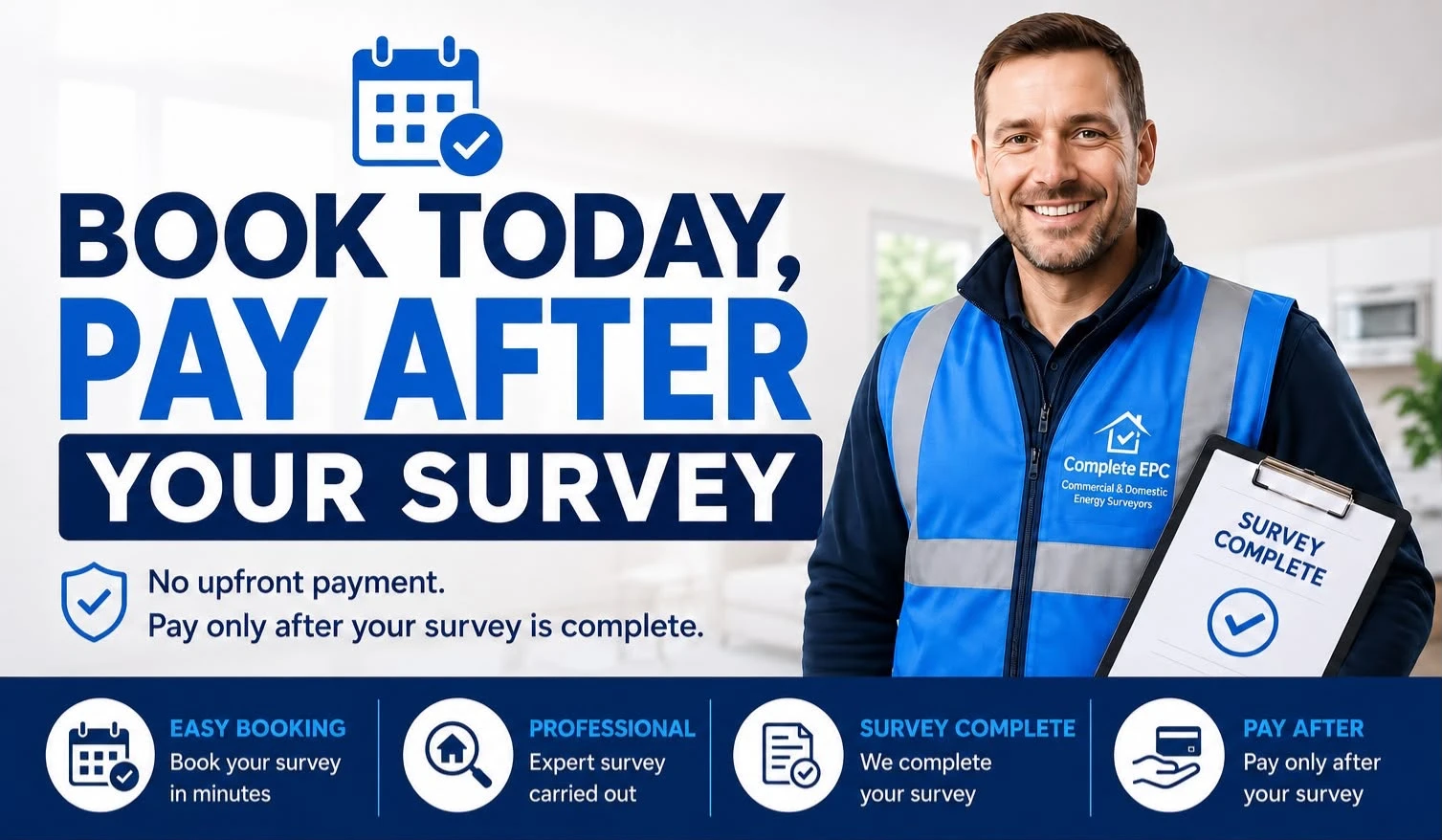 Promotional image for survey booking services.