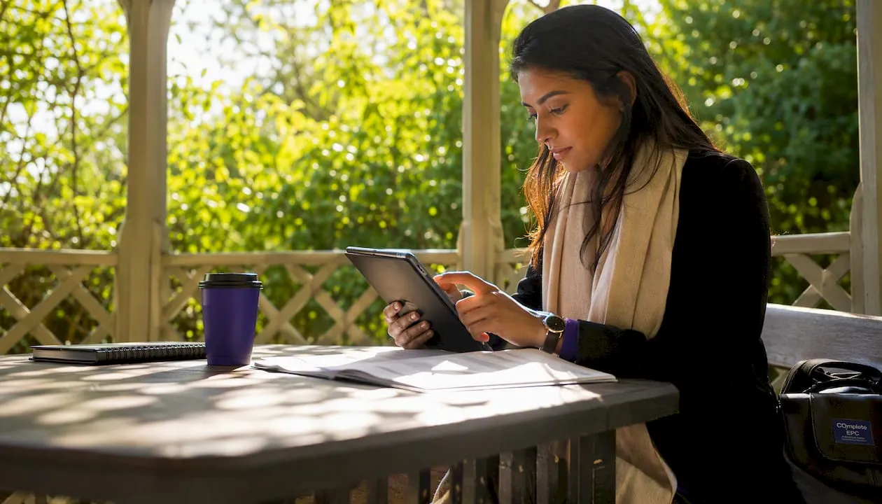 Property manager booking EPC assessment in café