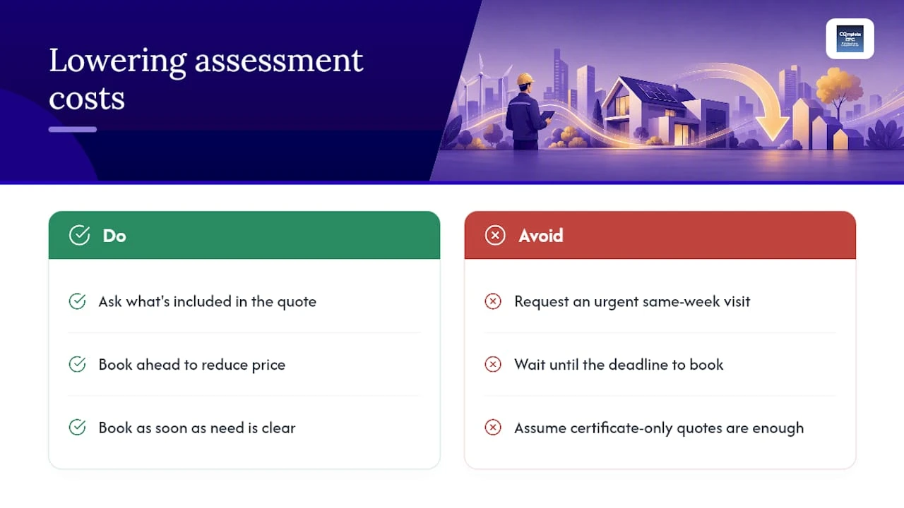 What does an energy assessment typically cost? — overview diagram